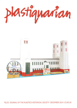 Front cover of the December, 2014 issue of the Plastiquarian, journal of the Plastics Historical Society